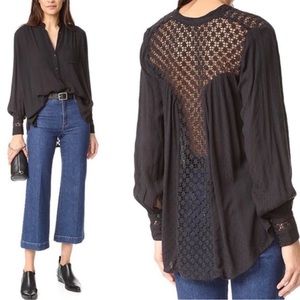 Free People Black Lace Blouse